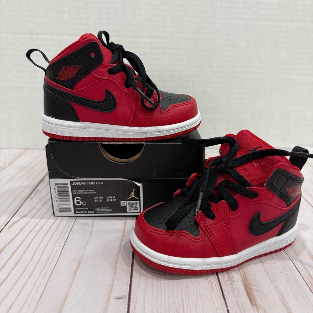 Jordan Kids Red and Black Sneakers